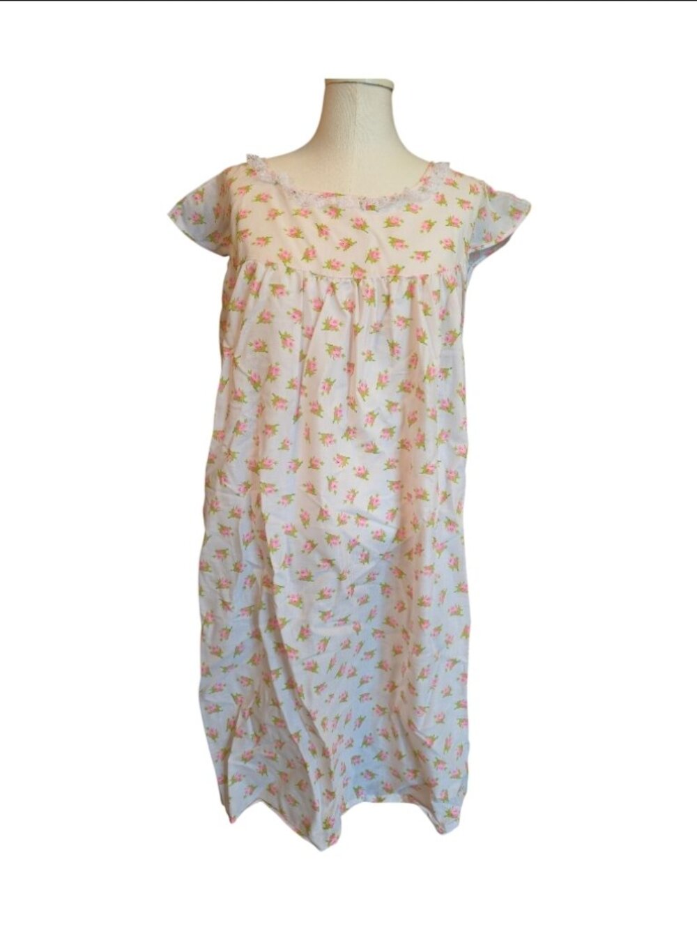 Vtg Kickaway cotton night day house gown grannycore cottagecore traditional 2XL